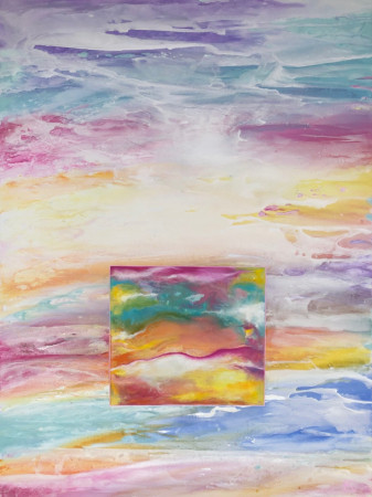 V nebi, 120 x 160 cm, akryl na plátně